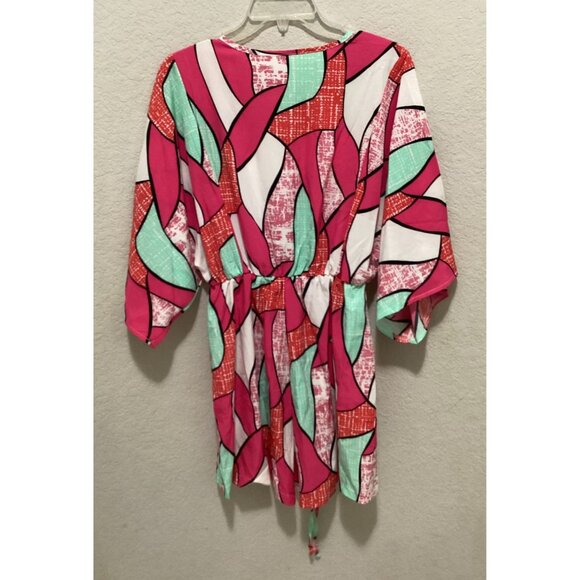 SHEIN VCAY Allover Print Batwing Sleeve Knot Front Romper Size S - Picture 8 of 9